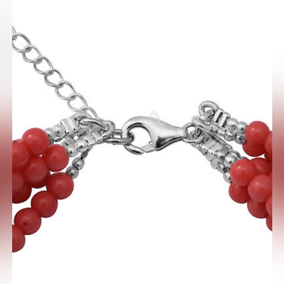 💥✨️925SS NATURAL PINK CORAL NECKLACE EARRINGS SET 💫✨️ BRAND NEW IN BOX - Picture 4 of 7